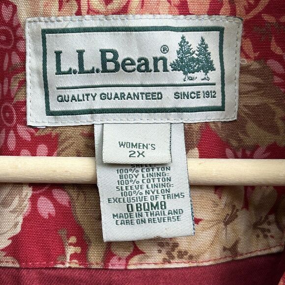 Vintage L.L. Bean Floral Chore Barn Coat Size 2x Corduroy Trim Button Up - Picture 5 of 8